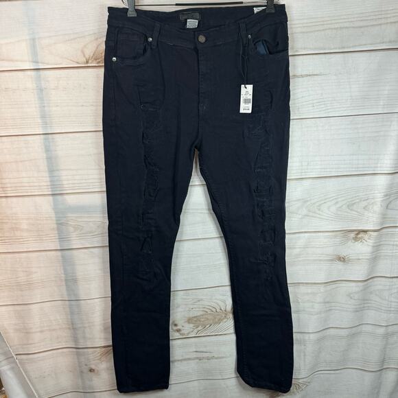 Bleecker & Mercer Other - Bleecker & Mercer Navy Blue Distressed Slim Skinny Fit Jeans Size 36x32